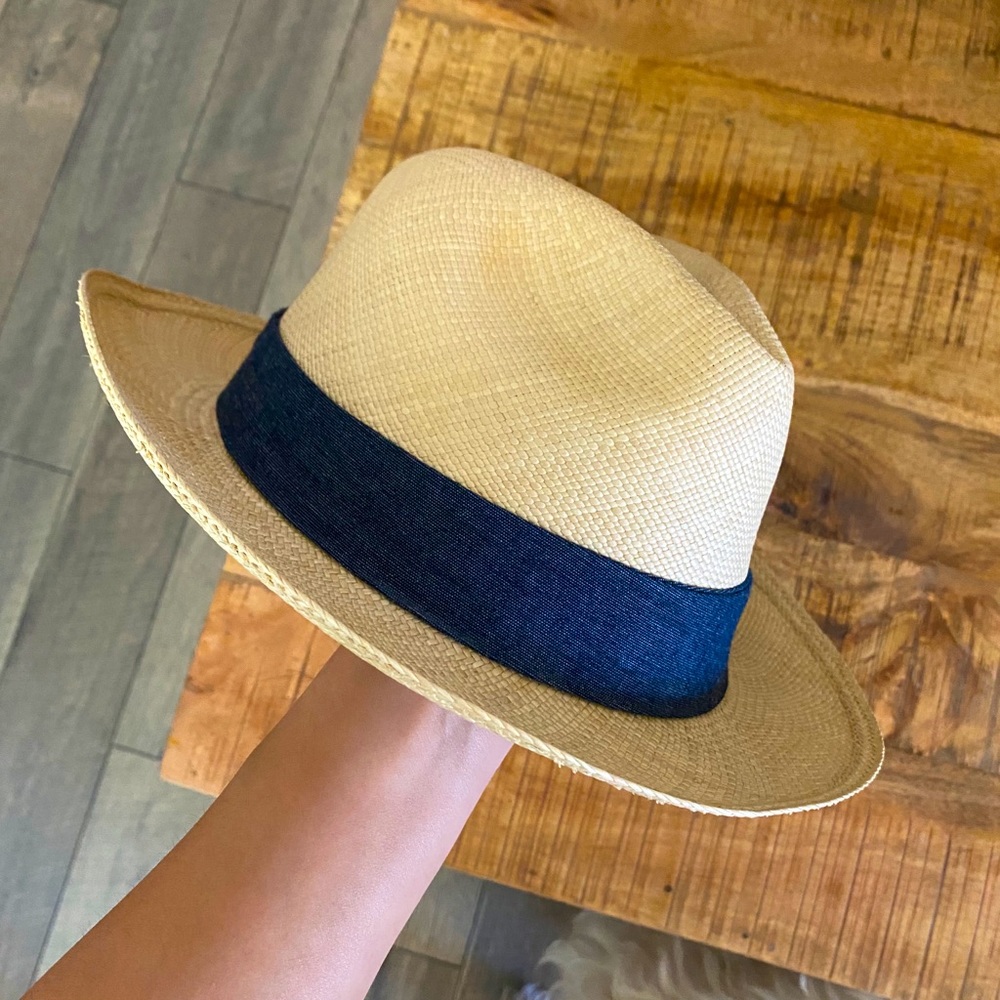 Panama Hat (Denim Stripe)